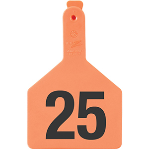 Z Tags No-Snag Cow Ear Tags - Orange 101-125 (25 Pack)