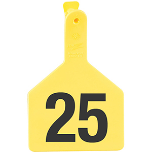Z-Tags No-Snag Cow Ear Tags - Yellow 51-75 (25 Pack)