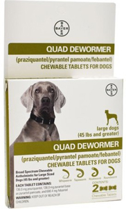 Bayer Quad Dewormer for Dogs + 45 lb (2 Pack)
