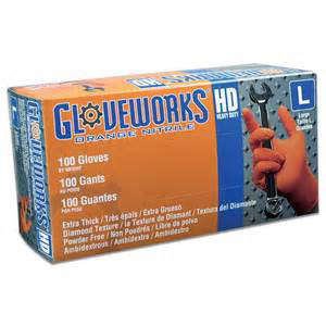 Gloveworks Orange Industrial Nitrile Med - 100 ct