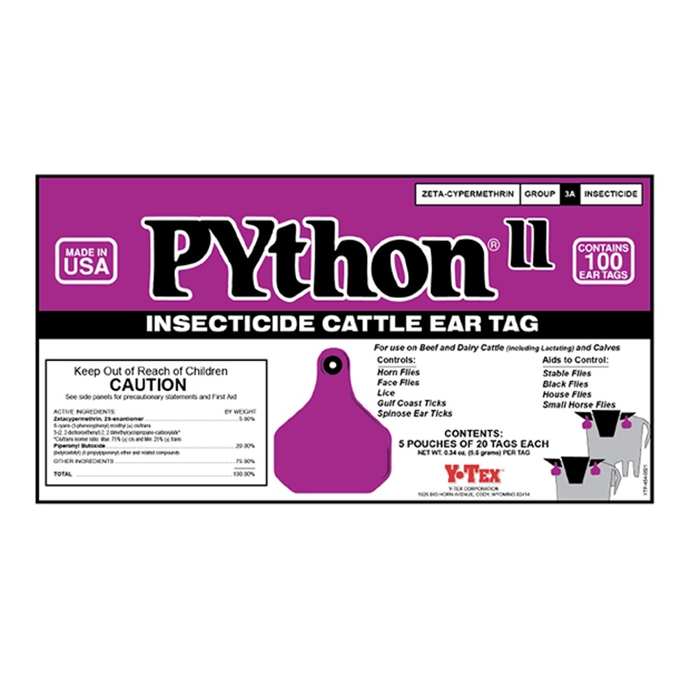 Y-Tex PYthon II Insecticide Tag Ranch Pack - 100 ct