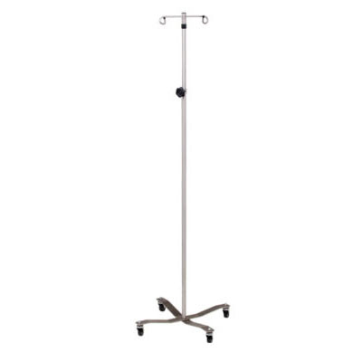 Clinton, Economy IV Pole, Detachable 2-Hook Top, Stainless Steel