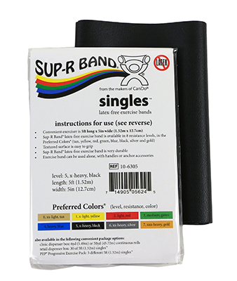 Sup-R Band Latex Free Exercise Band - 5 foot Singles, Black - x-heavy