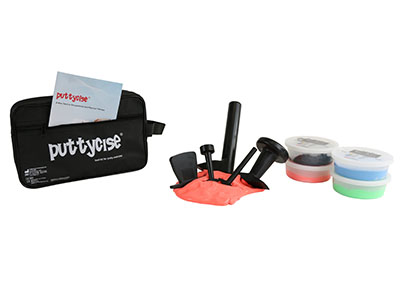 Puttycise Theraputty tool - 5-tool set with 4 x 6 oz putties, difficult (red-black), with bag