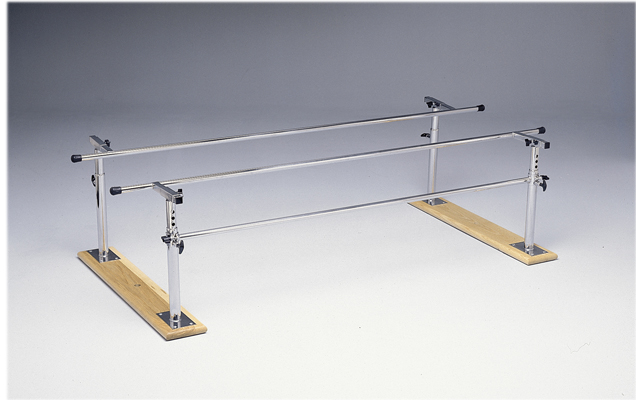 Parallel Bars, wood base, folding, height and width adjustable, 7' L x 16" - 24" W x 22" - 36" H