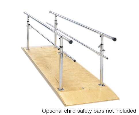 Parallel Bars, wood platform, height adjustable, 10' L x 30" W x 26" - 44" H