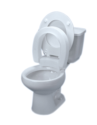 Elevated toilet seat , hinged, elongated