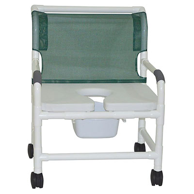 MJM International, extra-wide shower chair (26"), twin casters (4"), full support soft seat