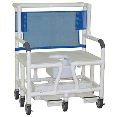 MJM International, bariatric shower chair (30"), 6x heavy duty casters (5"), footrest