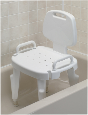 Adjustable shower seat with arms and back
