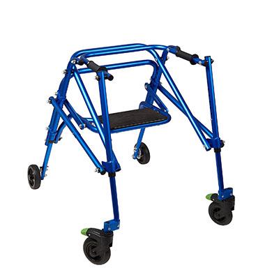 Klip Posterior walker, four wheeled with seat, blue, size 3
