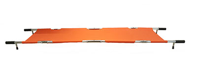 Four Fold Stretcher, Aluminum, Orange with Handles & Bag