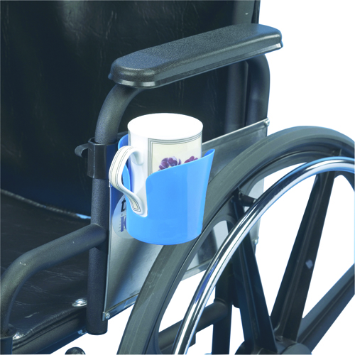 Wheelchair accessory, clamp-on cup holder