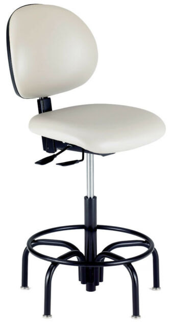Ergonomic Laboratory Chair with Black Tubular Steel Base with Foot Ring