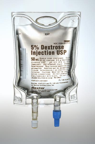Baxter™ 5% Dextrose Injection, USP, 50 mL VIAFLEX Container, Quad Pack 