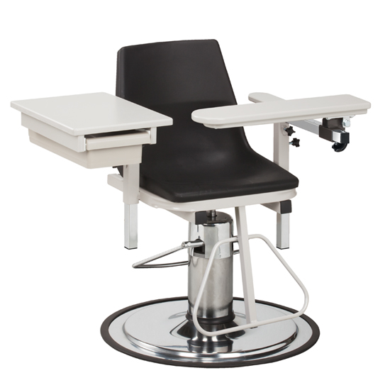 H Series, E-Z-Clean, Blood Drawing Chair with ClintonClean™ Flip Arm and Drawer