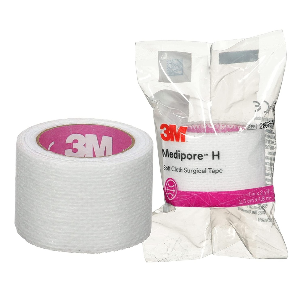 3M Medipore Cloth Surgical Tape, 1"x2 yds, Individually Packaged 72ct 