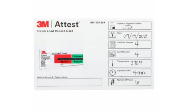 3M Comply (Sterigage) Sterilization Integrator Load Record Card 100ct