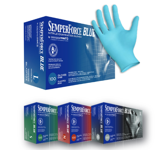 Sempermed USA Exam Glove, Nitrile, Small, Blue, 100/bx, 10 bx/cs