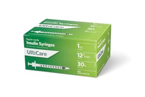 UltiMed, Inc. Insulin Syringe, 1cc, 30G x ½", 100/bx