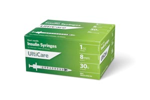 UltiMed, Inc. Insulin Syringe, 1cc, 30G x 5/16", 100/bx