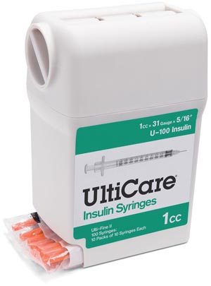 UltiMed, Inc. Insulin Syringe, 1cc, 31G x 5/16", 100/bx