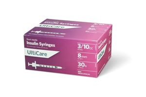 UltiMed, Inc. Insulin Syringe, 3/10cc, 30G x 5/16", 100/bx