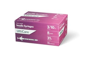 UltiMed, Inc. Insulin Syringe, 3/10cc, 31G x 5/16", 100/bx
