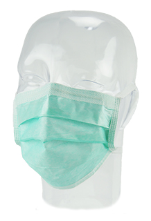 Aspen Surgical Mask, Surgical, Film, Anti-Fog, Green, 300/cs