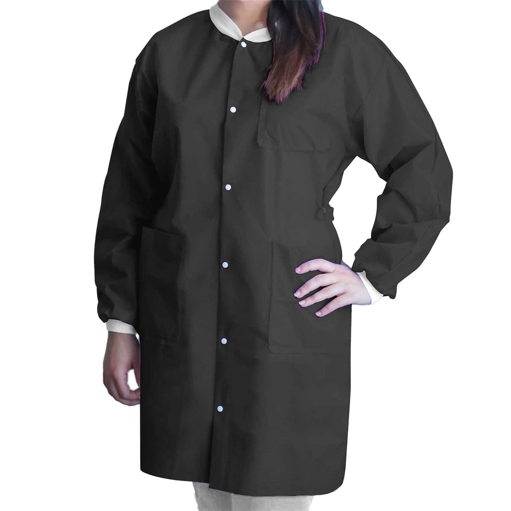 Dukal Corporation FitMe Lab Coats, Small, Black, 10/bg
