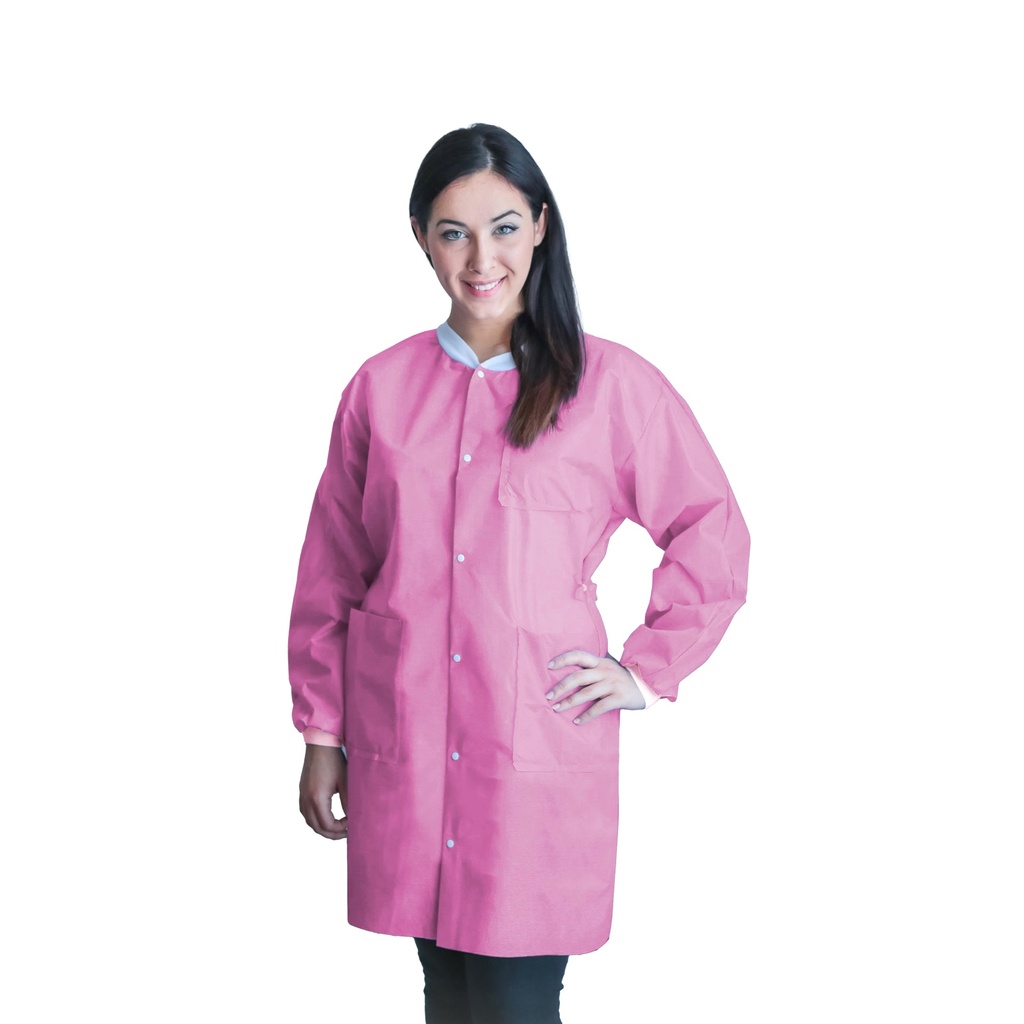Dukal Corporation FitMe Lab Coats, Large, Bubblegum Pink, 10/bg