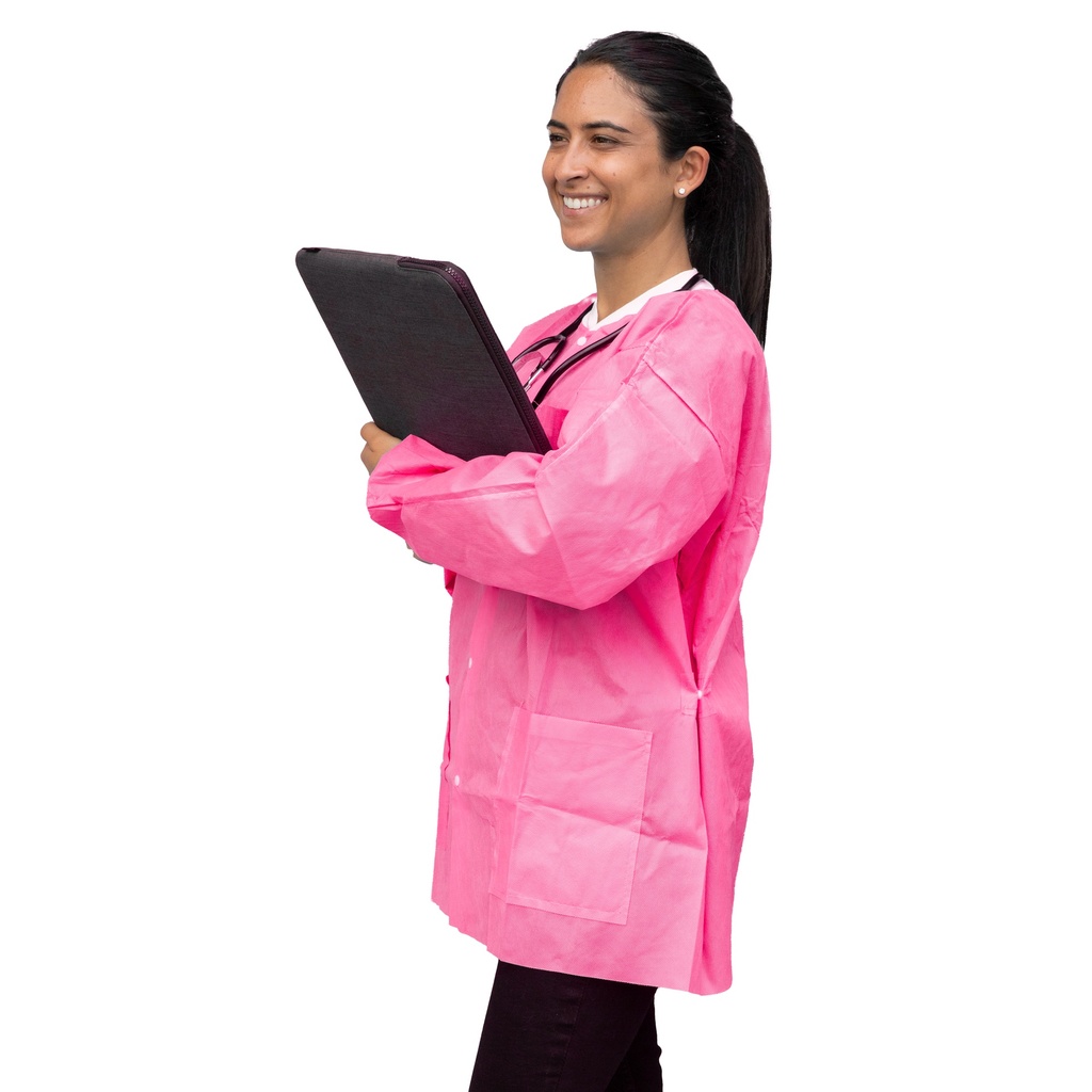 Dukal Corporation FitMe Lab Jackets, Large, Raspberry Pink, 10/bg