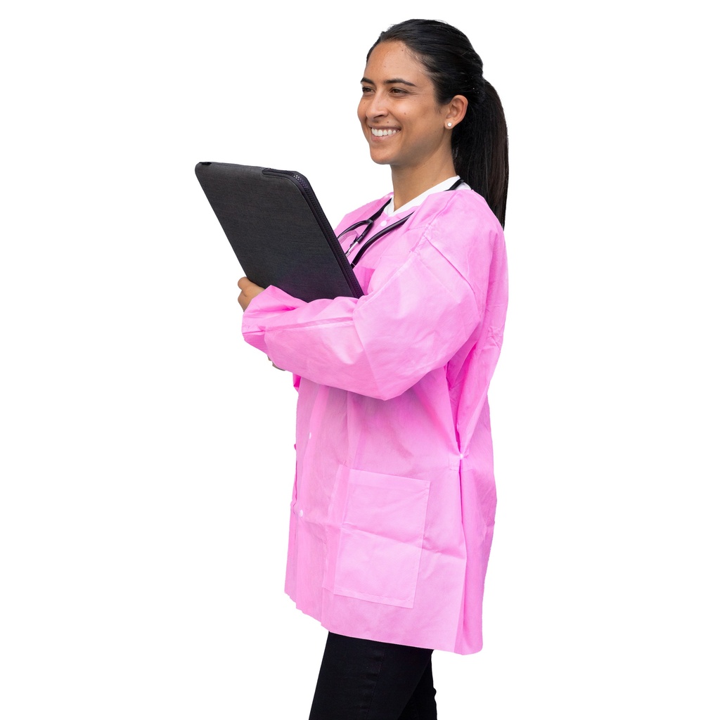 Dukal Corporation FitMe Lab Jackets, Small, Bubblegum Pink, 10/bg