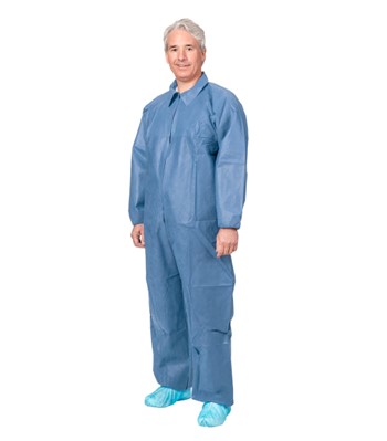 Aspen Surgical Coverall, SMS, Elastic Wrist & Ankle, Blue, Large, 25/cs
