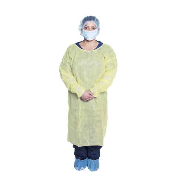 Dukal Corporation Isolation Gowns, PP Material, Regular, Yellow, 10/bg