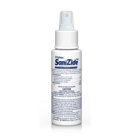 Safetec of America SaniZide Plus, 4 oz. Bottle with Sprayer, 24/cs
