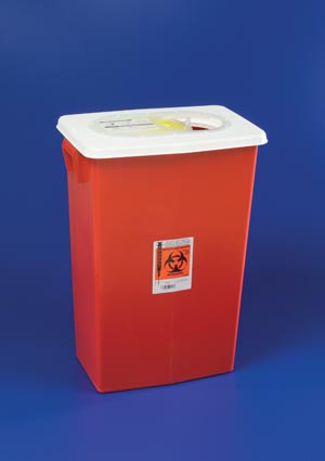 Cardinal Health Container, 12 Gal Red, Sealing, Gasket Slide Lid, 10/cs