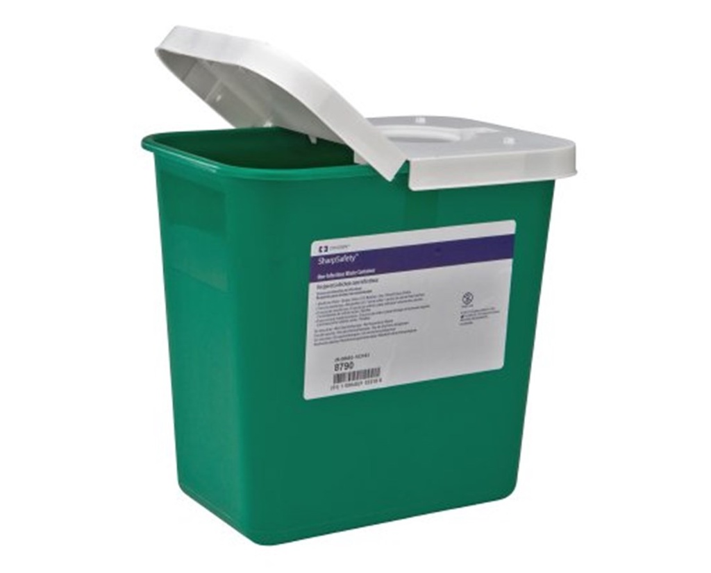 Cardinal Health Waste Container, 8 Gallon, Green, 10/cs 