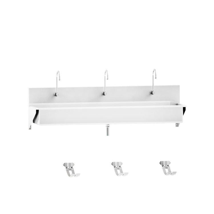 Blickman Industries Windsor Scrub Sink, (3) Place, Foot Action Control