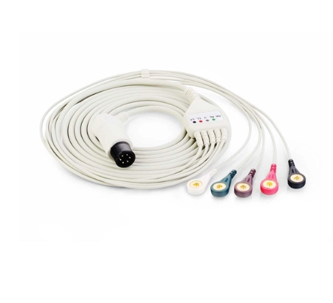 Edan Diagnostics ECG Cable, 5Lead, Snap, Defib, AHA, 3.5M