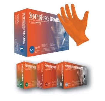 Sempermed USA Exam Glove, Nitrile, Powder-Free, Orange, Large