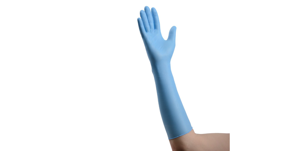 Cardinal Health Decontamination Exam Glove, Nitrile, Blue, Large