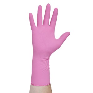 O&M Halyard UNDERGUARD Nitrile Exam Gloves, Pink, Powder-Free, Large