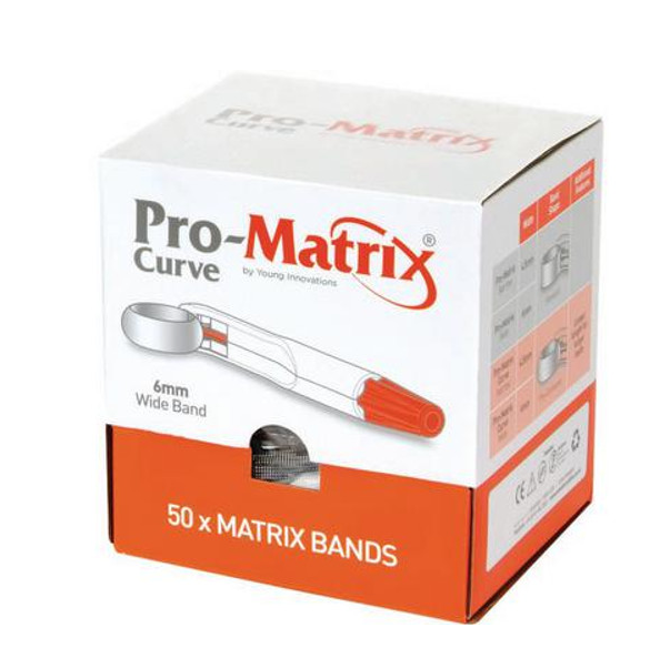 Young Dental Manufacturing Matrix Band, Disposable, Contoured 6mm, 50 bands/bx