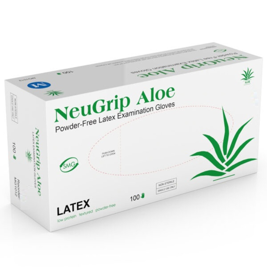 Medgluv, Inc. NeuGrip Exam Glove, Aloe, Small, Powder-Free, Latex, Non-Sterile