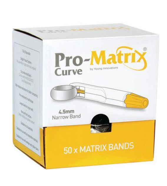 Young Dental Manufacturing Matrix Band, Disposable, Contoured 4.5mm, 50 bands/bx