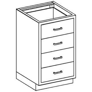 Blickman Industries Base Cabinet 24 1/8"W x 35 3/4"H x 22"D, (4) 1/4-1/2 Drawers