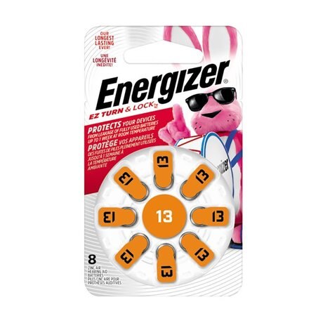 Energizer Battery, Inc. Hearing Aid Batteries, Size 13, Orange Tab, 8/pk, 24pk/cs