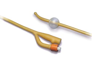 Cardinal Health Coude Foley Catheter, 30cc, 2-Way, Amber Latex, 20FR, 17"L, 12/ctn