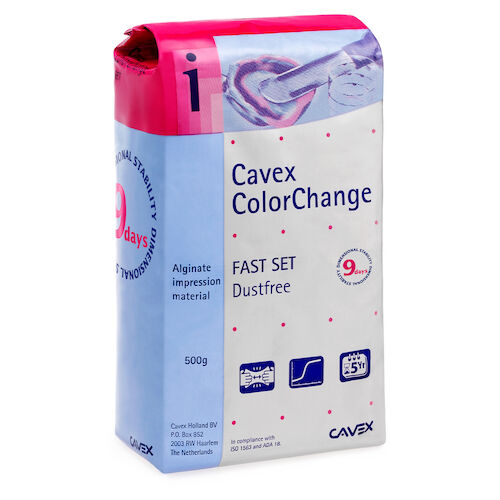 Dukal Corporation Cavex ColorChange Alginate, Fast Set, Dust-free, 500g bag, 20 bg/cs